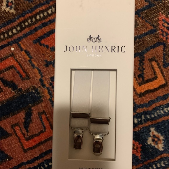 John Hendric Suspenders White Made in Sweden BNWB - Picture 1 of 5
